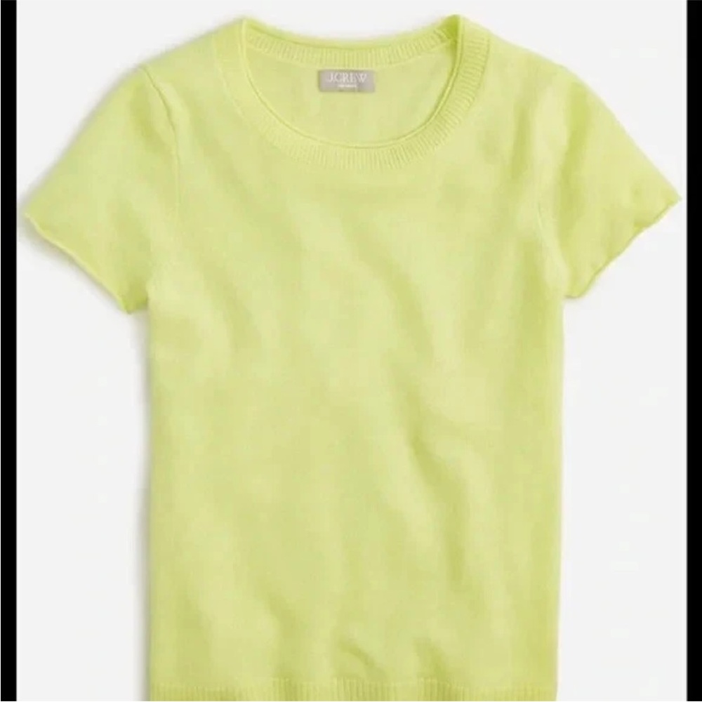 NWT J. Crew Cashmere T-shirt in 'Lime Nectar' Retail: $128 - SOLD OUT COLOR